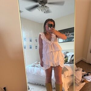 White Ruffled Mini skirt set